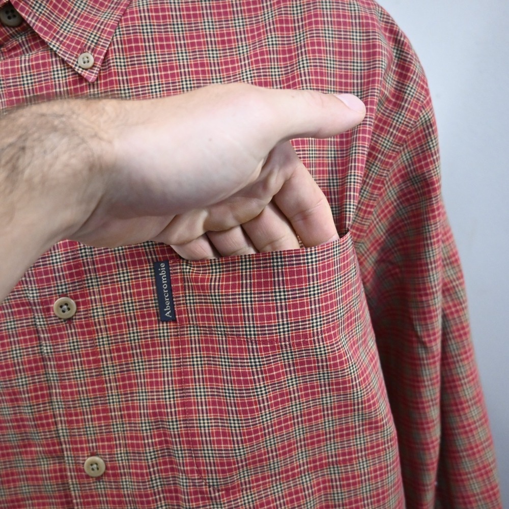Abercrombie & Fitch Dress Shirt Plaid Long Sleeve Button Up Mens Size Large - Picture 5 of 10